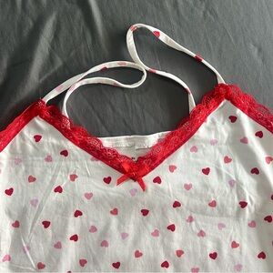 Heart Print Lace Trim Nighty
